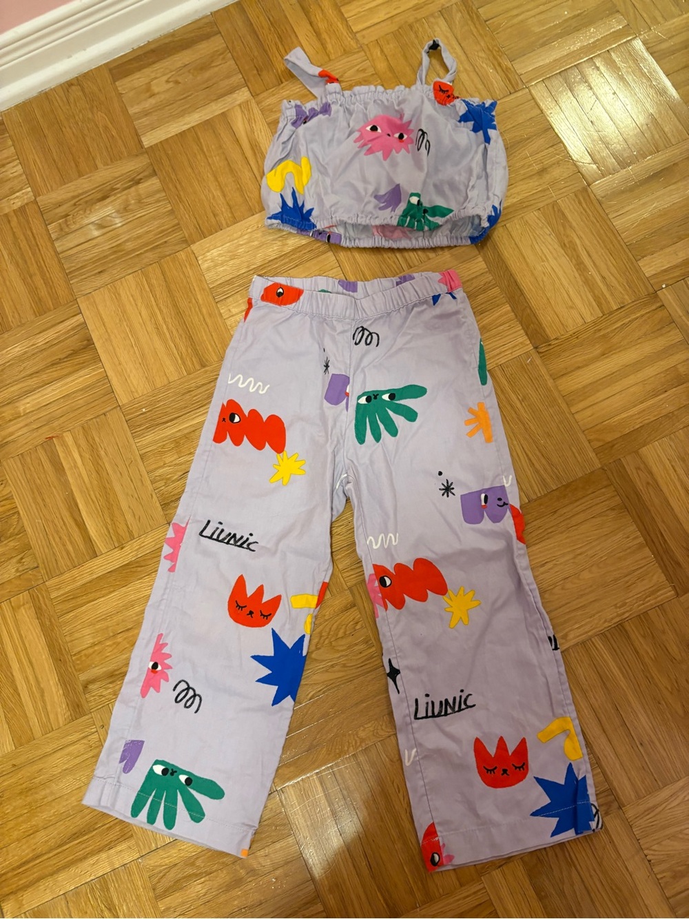 H&M X Livnic Lilac Kids Sweatpants & Crop Top Set 4-5 years